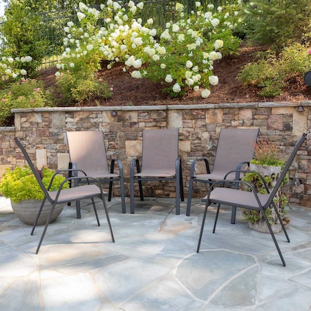 Flash Furniture Brown Outdoor Stack Chair w/ Flex Material, PK5 5-JJ-303C-B-GG